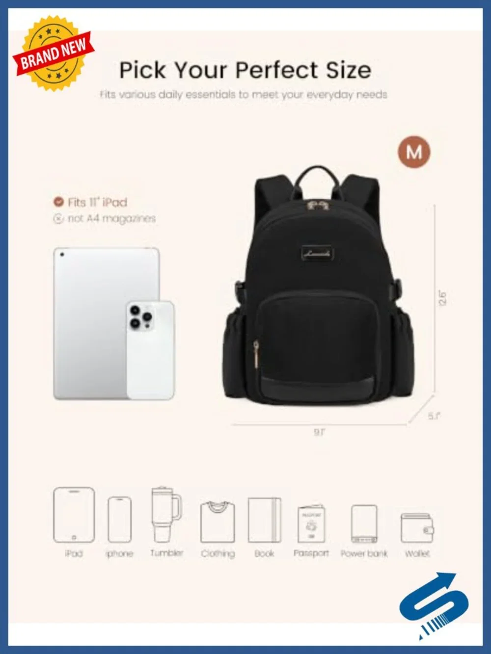 Mini Backpack with Giant Tumbler Holder, Lightweight Water-Resistant, 11